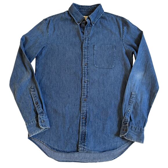 Club Monaco Slim Fit Denim Chambray Button Front Shirt Long Sleeve Size XS EUC - Picture 1 of 11